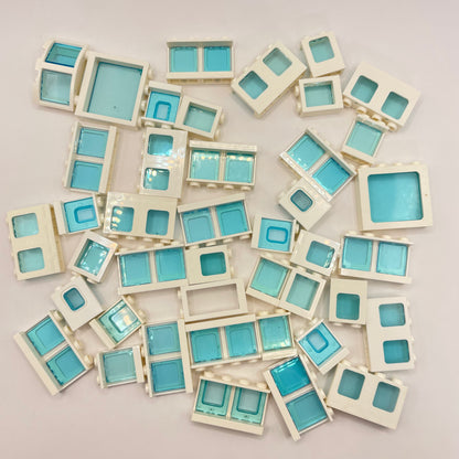 LEGO Small Building, White with Blue Inserts, Building, Approx. 70g