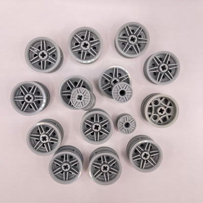 LEGO Wheel Hubs, Light Bluish Grey, Vehicle Pieces, Approx. 70g
