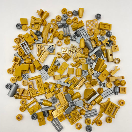 LEGO Mixed Pieces, Pearl Gold and Flat Silver, 200 Pieces