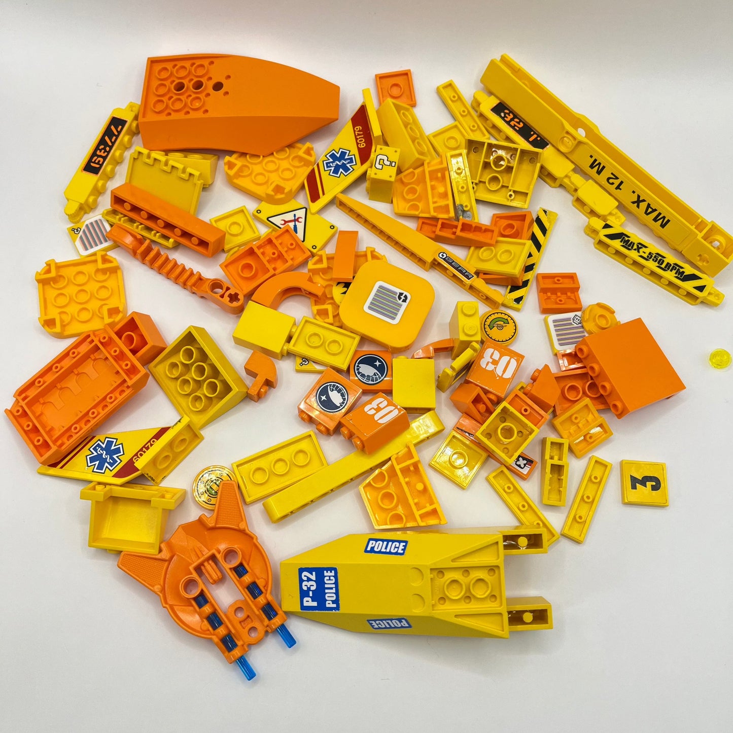 LEGO Yellow and Orange, Vehicle Pieces, Approx. 130g