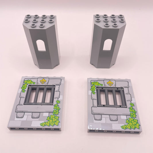LEGO Castle Building Pieces, Light Bluish Grey, 4 Pieces