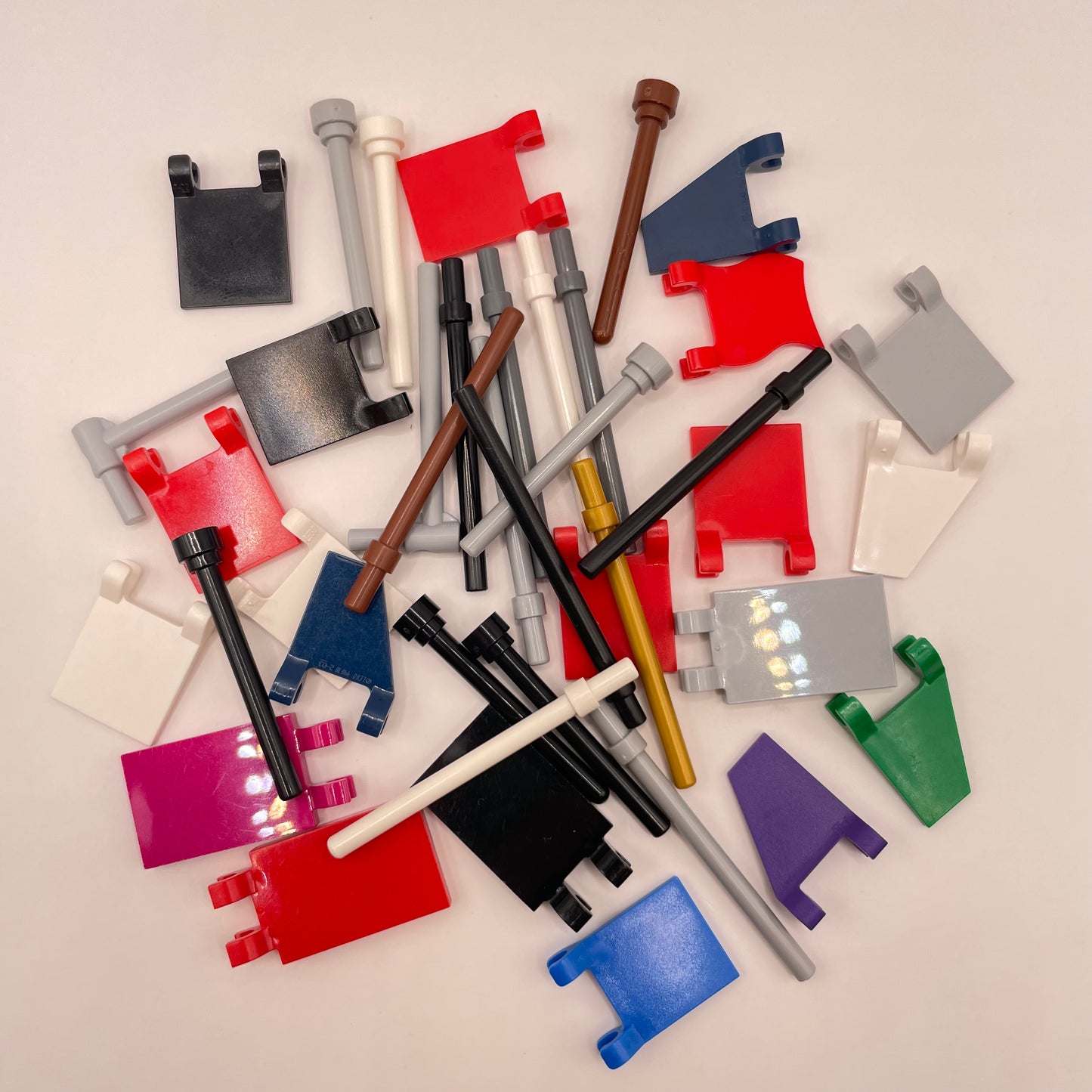 LEGO Plain Colourful Flags / Poles, 40 Pieces