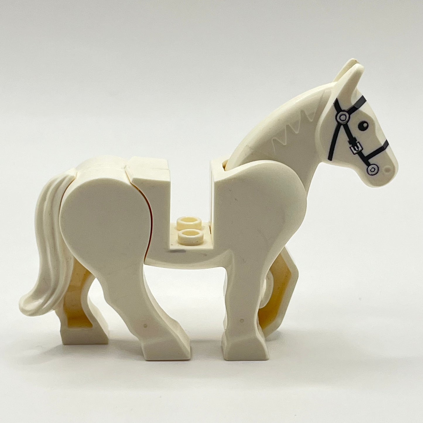 LEGO White Horse Movable Head and Legs, Silver Buckle, 1 Piece