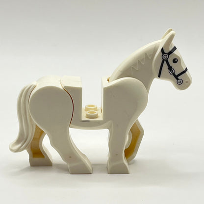LEGO White Horse Movable Head and Legs, Silver Buckle, 1 Piece