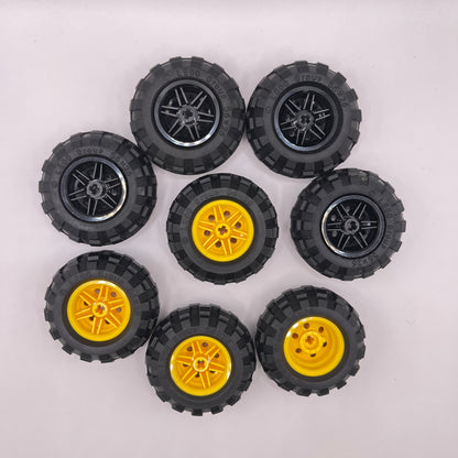 LEGO Wheels, 56x26, Yellow and Black Hubs, Vehicle Pieces, 8 Pieces