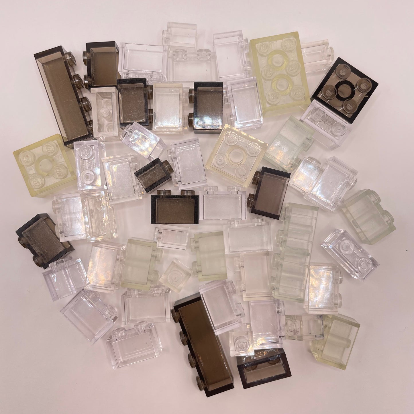 LEGO Transparent, Clear And Brown Bricks, (50 Pieces)