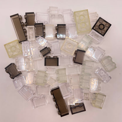 LEGO Transparent, Clear And Brown Bricks, (50 Pieces)