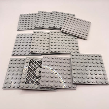 LEGO Medium Plates, 8x8 Habitat, Light Bluish Grey, 11 Pieces