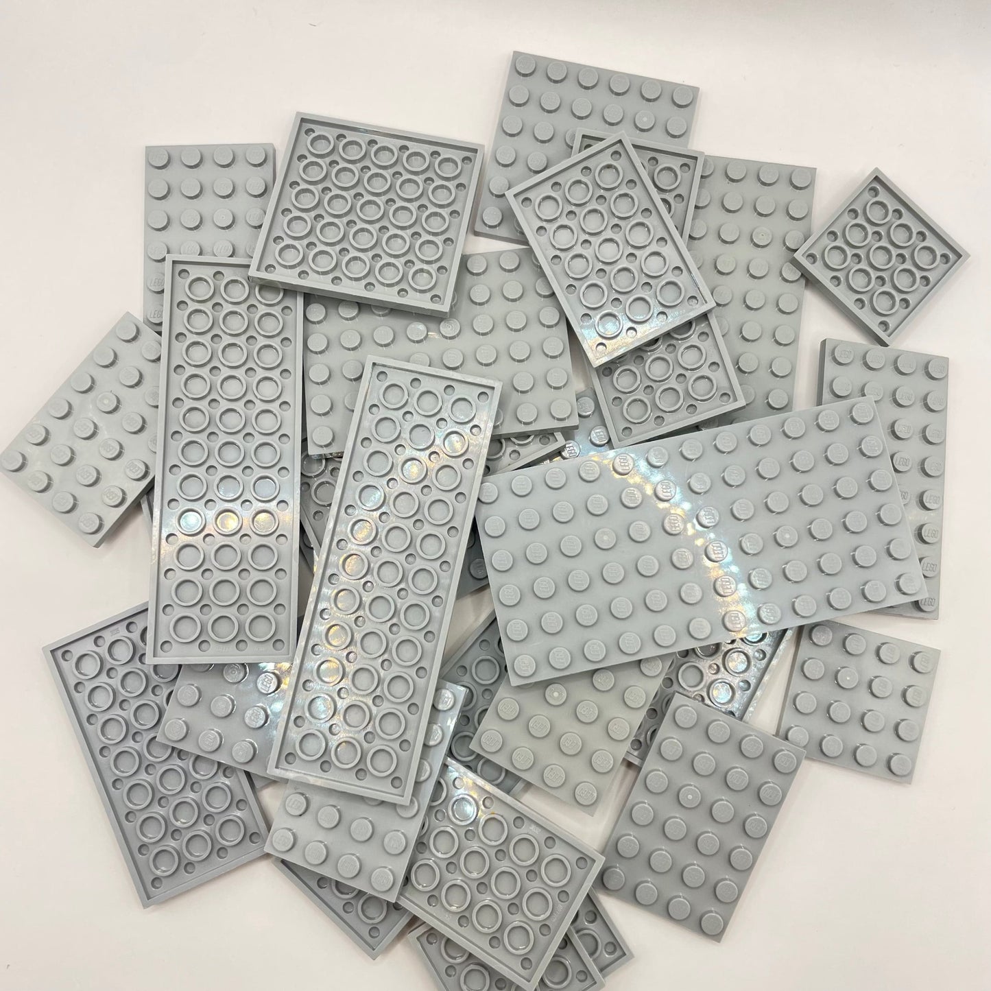 LEGO Light Bluish Grey, Medium Plates, Approx. 110g