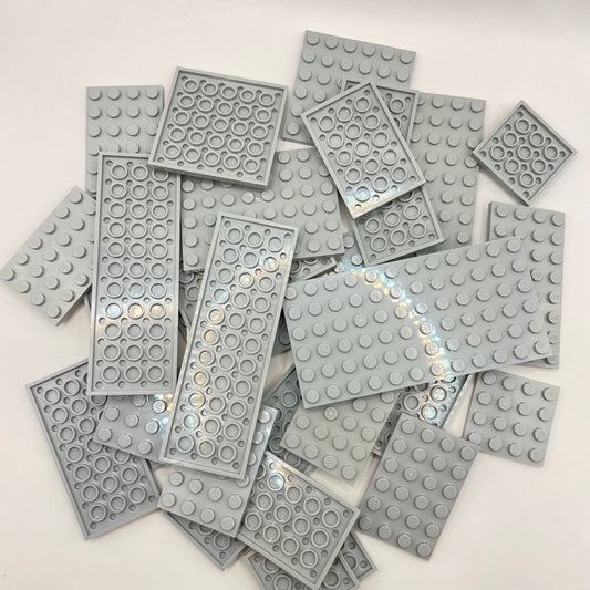 LEGO Light Bluish Grey, Medium Plates, Approx. 110g