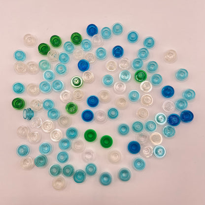 LEGO Plates Round 1x1, Transparent, Water, 100 Pieces