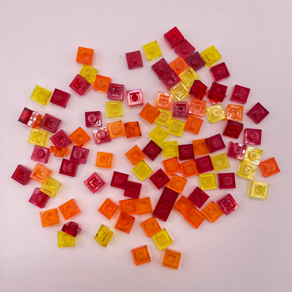 LEGO Square Plates 1x1, Transparent, Sunset Blend, 100 Pieces