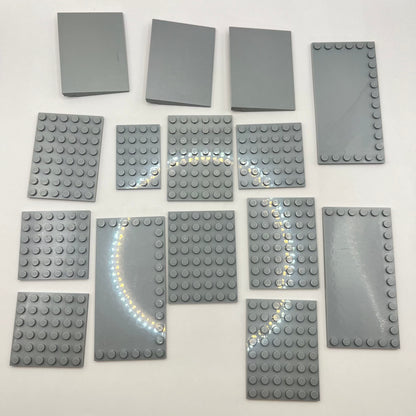 LEGO Plates, Road Ramps, Light Bluish Grey, 15 pieces,