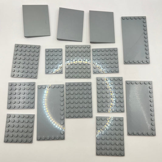 LEGO Plates, Road Ramps, Light Bluish Grey, 15 pieces,