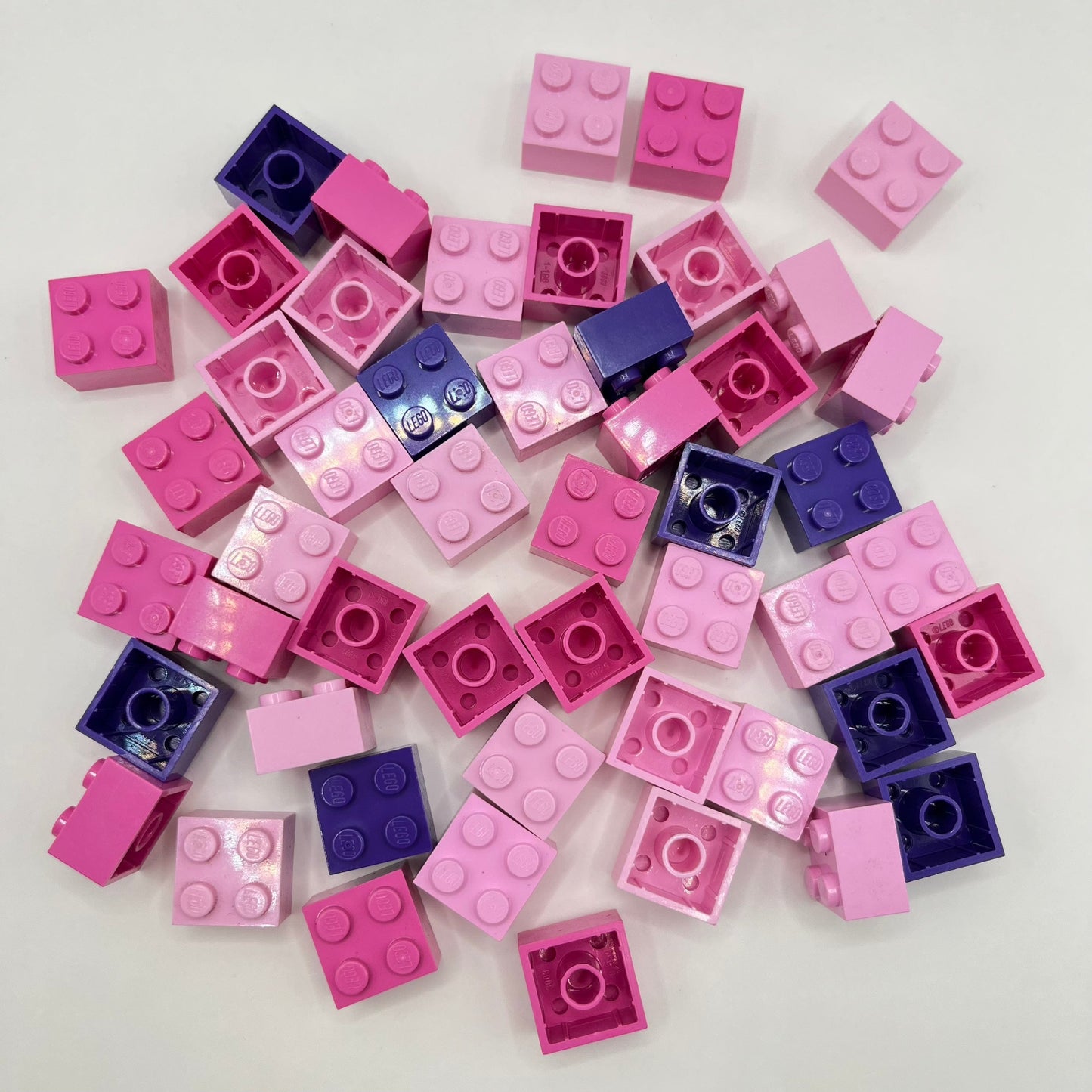 LEGO 2x2 Bricks, Pink and Purple, 50 Pieces