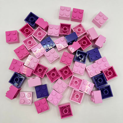 LEGO 2x2 Bricks, Pink and Purple, 50 Pieces