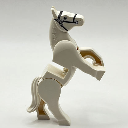 LEGO White Horse Movable Head and Legs, Black Bridle, 1 Piece