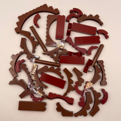 LEGO Arches and Pillars, Building Pieces, Dark Red, Reddish Brown, Approx. 80g