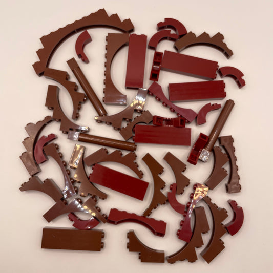 LEGO Arches and Pillars, Building Pieces, Dark Red, Reddish Brown, Approx. 80g