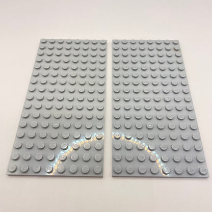 LEGO 8x16 Plates, Light Bluish Grey, 2 Pieces,