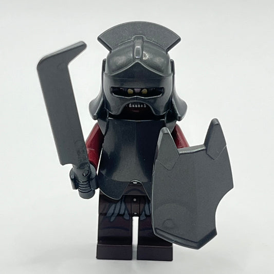 LEGO Uruk-Hai with Helmet, Armor, Shield and Weapon, Lord of the Rings, Minifigure (lor008) Torso Cracked
