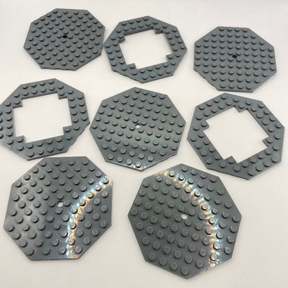 LEGO Octagon Plates, Dark Bluish Grey, 8 Pieces
