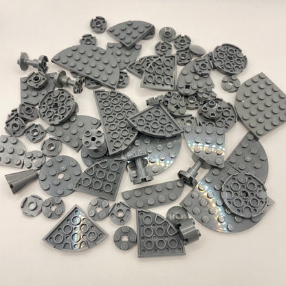 LEGO Plates Round, Dark Bluish Grey, Approx. 75g