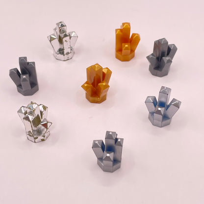 LEGO  5 Point Crystals, Gold And Sliver  8 Pieces