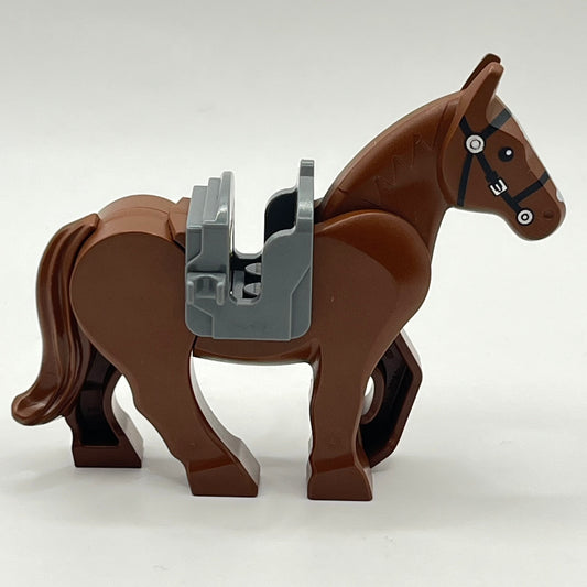 LEGO Horse Reddish Brown, Movable Legs with Dark Bluish Grey Saddle, Castle