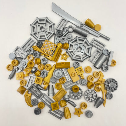 LEGO Mixed Pieces, 50 Pearl Gold and 50 Flat Silver, 100 Pieces