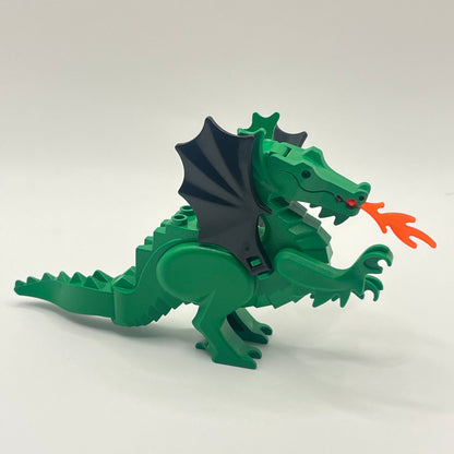 LEGO Classic Green Dragon with Black Wings and Trans Neon Orange Flame, Castle