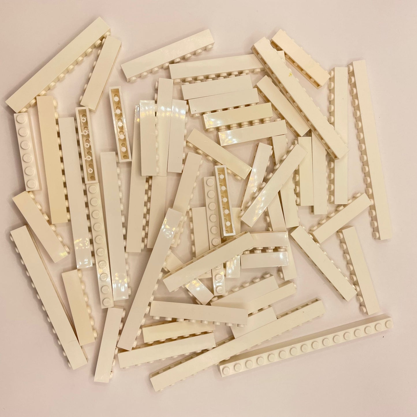 LEGO Bricks 1x Wide, Medium to Long, White, Approx. 180g