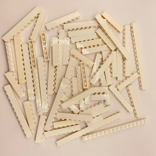 LEGO Bricks 1x Wide, Medium to Long, White, Approx. 180g
