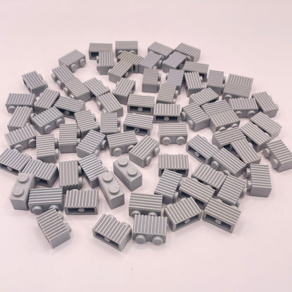 LEGO Grille/Fluted Textured Bricks, Light Bluish Grey, 75 Pieces (2877)