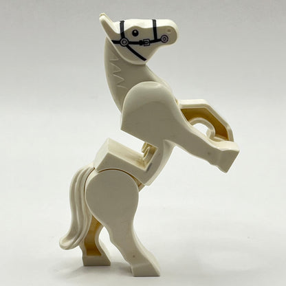 LEGO White Horse Movable Head and Legs, Silver Buckle, 1 Piece