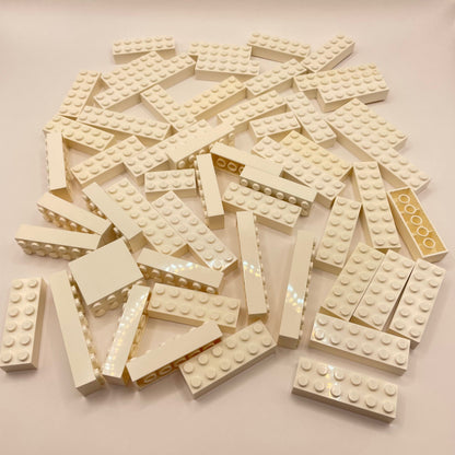 LEGO Bricks 2x Wide, Medium, White, Approx. 200g