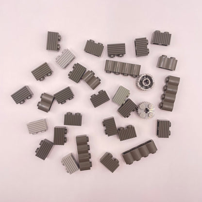 LEGO  Textured Bricks, Mixed Old Grey, 30 Pieces