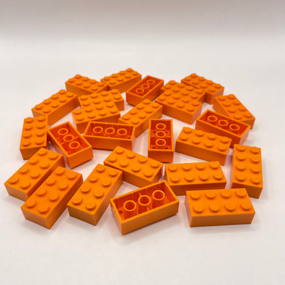 LEGO 2 x 4 Bricks, Orange, 25 Pieces