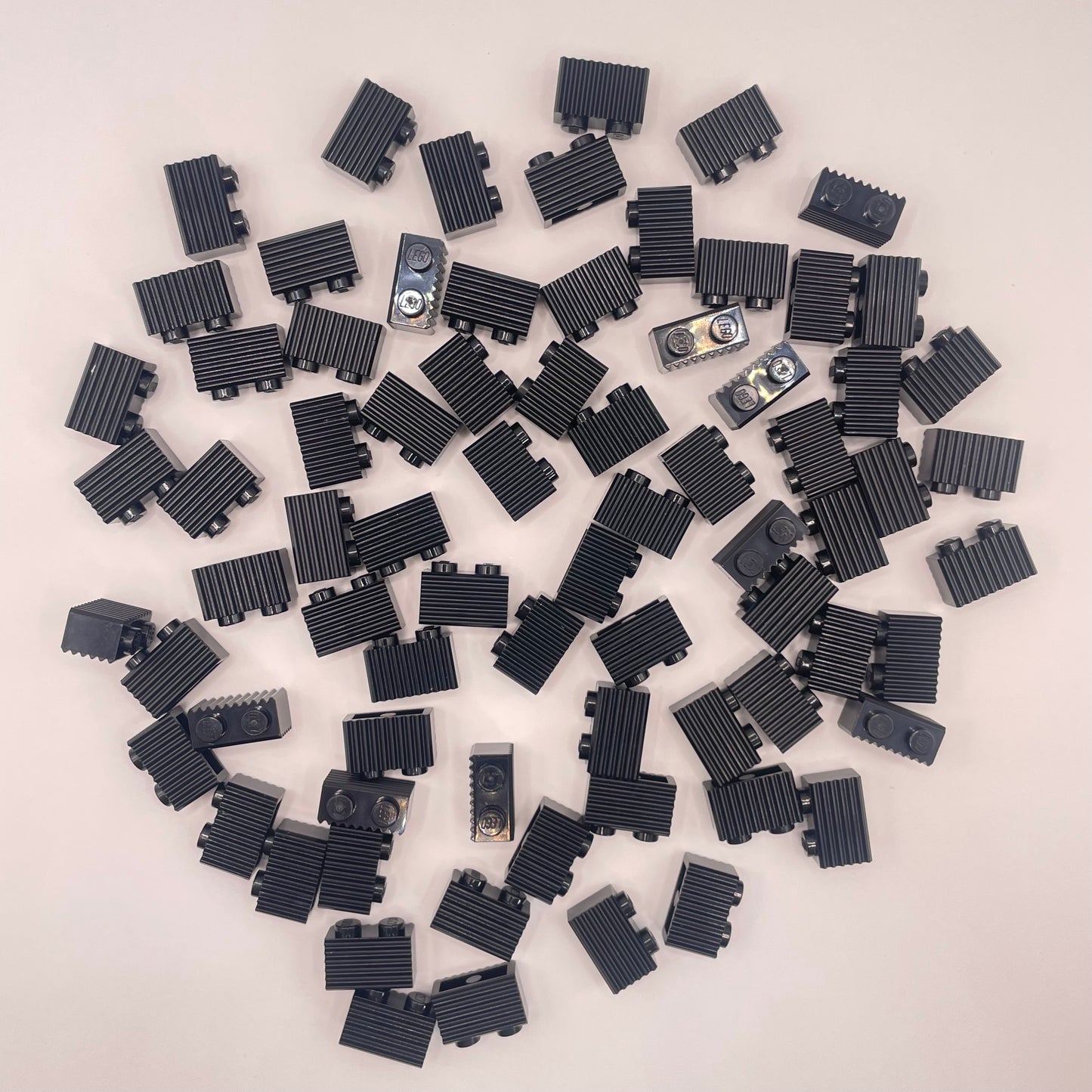 LEGO Grille/Fluted Textured Bricks, Black, 75 Pieces (2877)