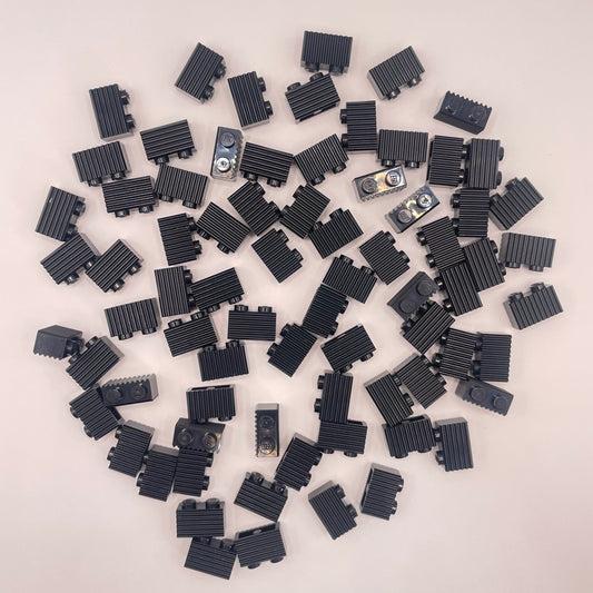 LEGO Grille/Fluted Textured Bricks, Black, 75 Pieces (2877)