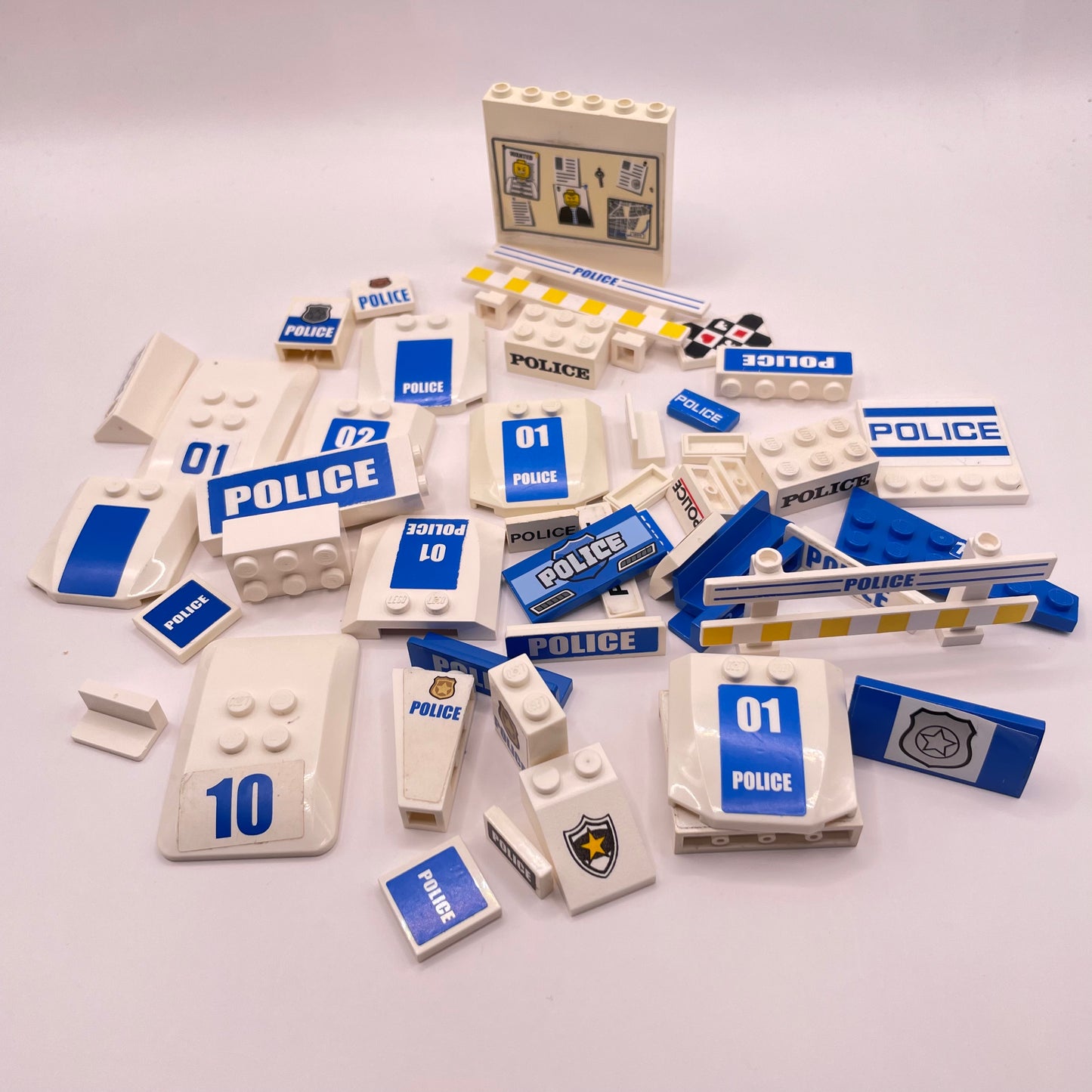 LEGO Prints and Stickers, Police, Mixed Pieces,White, Approx. 70g