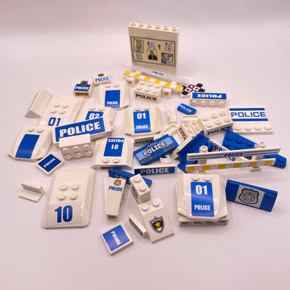 LEGO Prints and Stickers, Police, Mixed Pieces,White, Approx. 70g