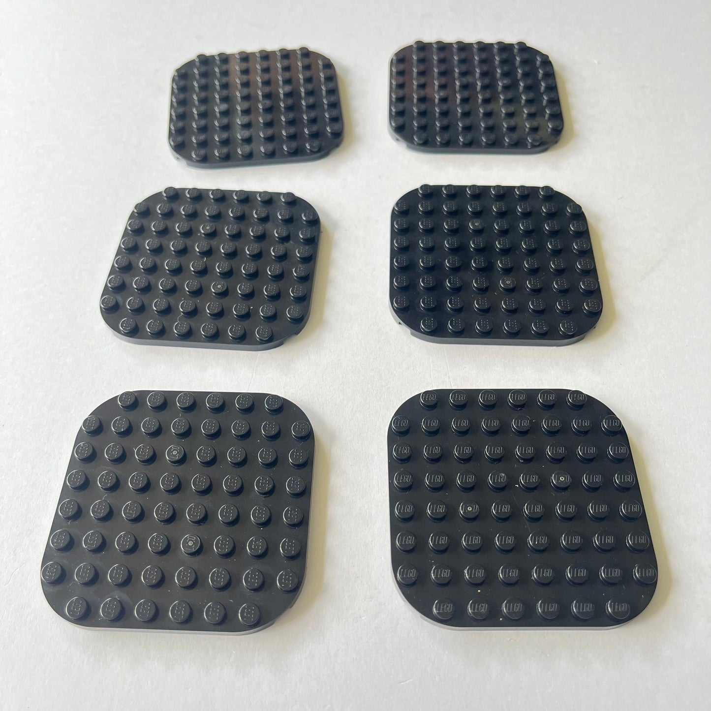 LEGO 8x8 Plate with Rounded Corners, Black, 6 Pieces