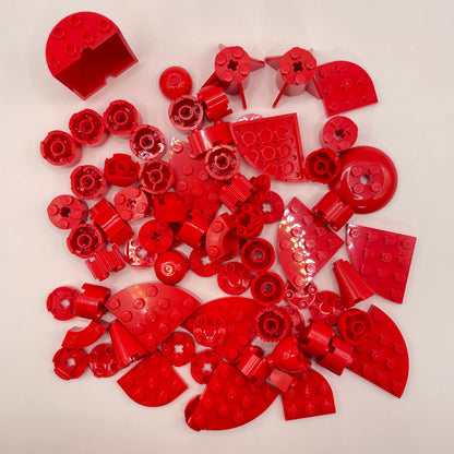 LEGO Round, Mixed Pieces, Red, Approx. 75g