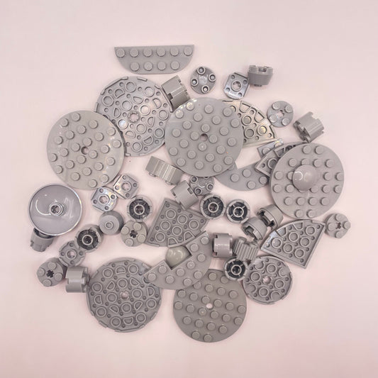 LEGO   Round Mixed Pieces, Light Bluish Grey, Approx. 60g