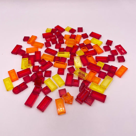 LEGO Tile Squares, Transparent, Sunset, 100 Pieces