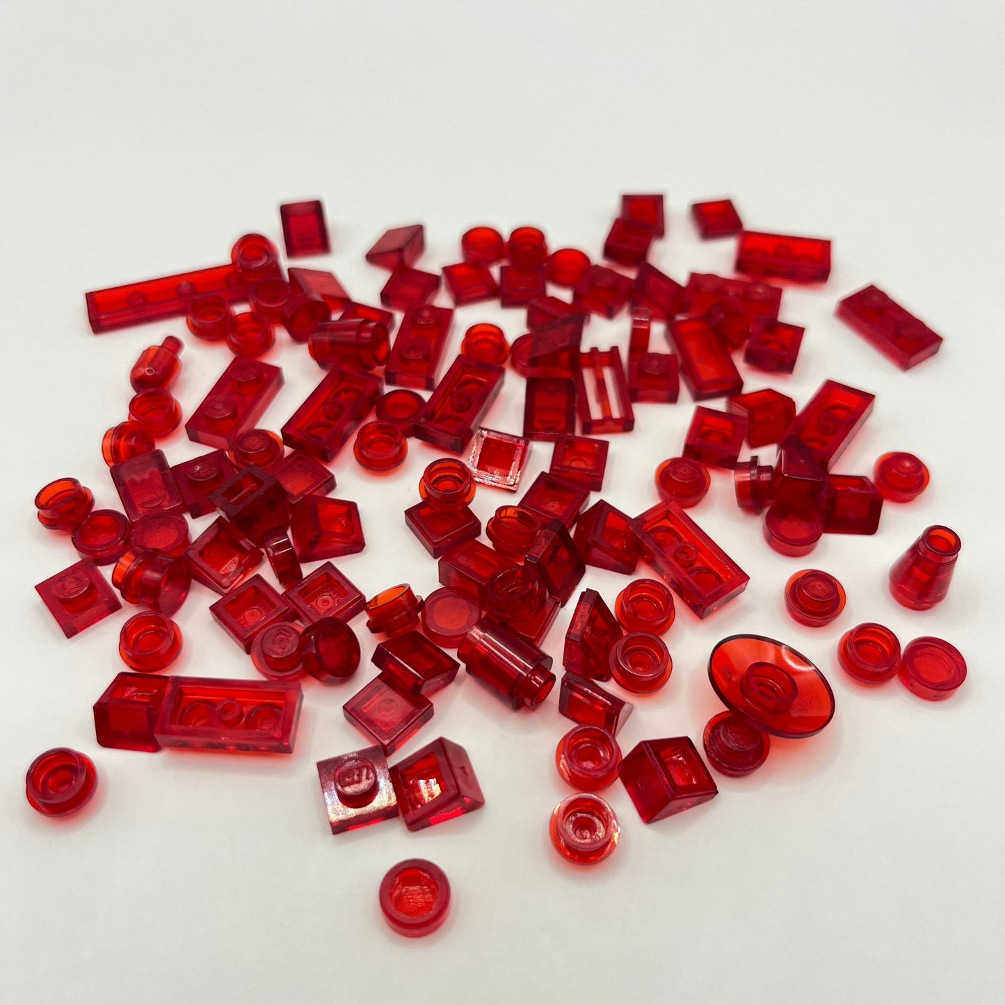 LEGO Transparent Red, Mixed Pieces, (100 Pieces)