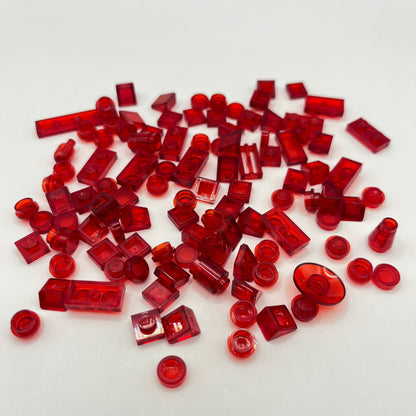 LEGO Transparent Red, Mixed Pieces, (100 Pieces)