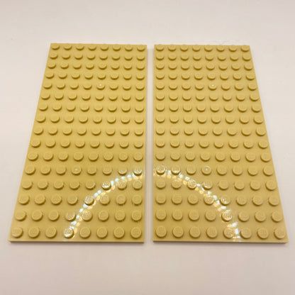 LEGO 8x16 Plates, Tan, 2 Pieces,
