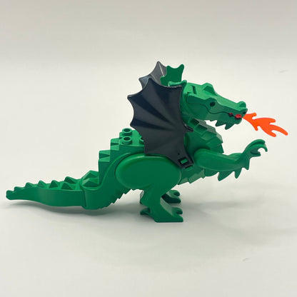 LEGO Classic Green Dragon with Black Wings and Trans Neon Orange Flame, Castle
